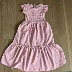 Elegant Pink Lace Kids Dress